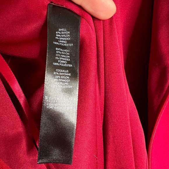 WHBM Dress Fit & Flare Red Dress Short Sleeve Scoop Neck - Picture 3 of 5